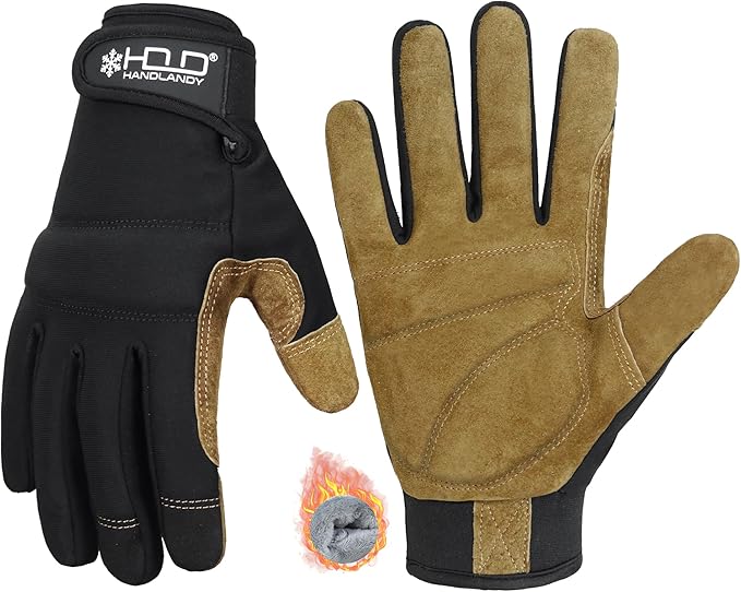 HANDLANDY Work Gloves for Men & Women, Utility Mechanic Working Gloves Touch Screen, Flexible Gardening Gloves for Yard