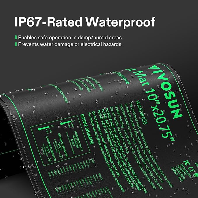 VIVOSUN 2 Pack Durable Waterproof Seedling Heat Mat Warm Hydroponic Heating Pad 10 x 20.75 Inch, Soil Tester, 3-in-1 Plant Moisture Meter Light and PH Tester for Germination, Indoor Gardening, Greenho
