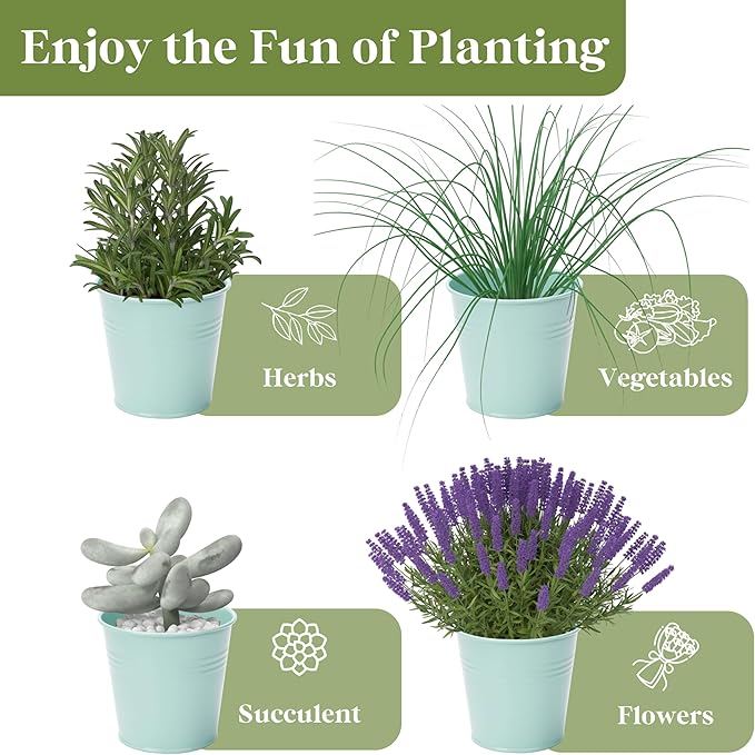 PERFNIQUE Indoor Herb Garden, Herb Planter for Indoor/Outdoor, Farmhouse Plant Pots, Windowsill Herb Garden with Tray(Planter only) Window Pots