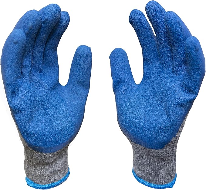 G & F Products 12 Pairs X-Large Rubber Latex Double Coated Work Gloves for Construction, gardening gloves, heavy duty Cotton Blend,3100XL,Blue