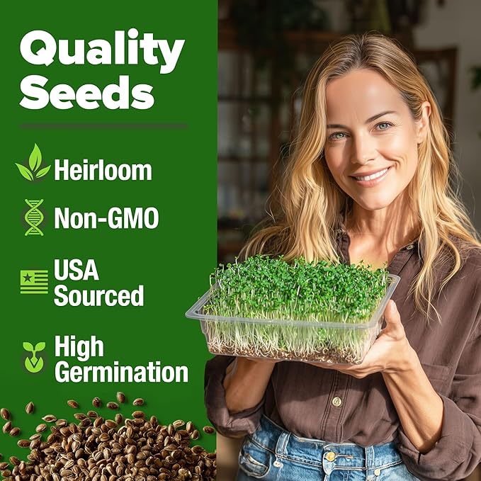 HOME GROWN Premium Sprouting Seeds Mix - Microgreens 118,200 Seeds for Indoor Growing - Non-GMO Broccoli, Alfalfa, Radish, Clover Sprouts Seed - 16oz Resealable Pack for Healthy Salad & Juicing