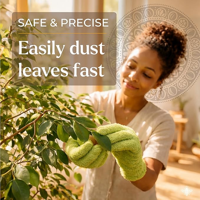 BLESS YOUR SOIL Microfiber Dusting Gloves for Plants, 2 Pairs | Leaf Cleaning Gloves for Houseplants | Reusable, Lint Free