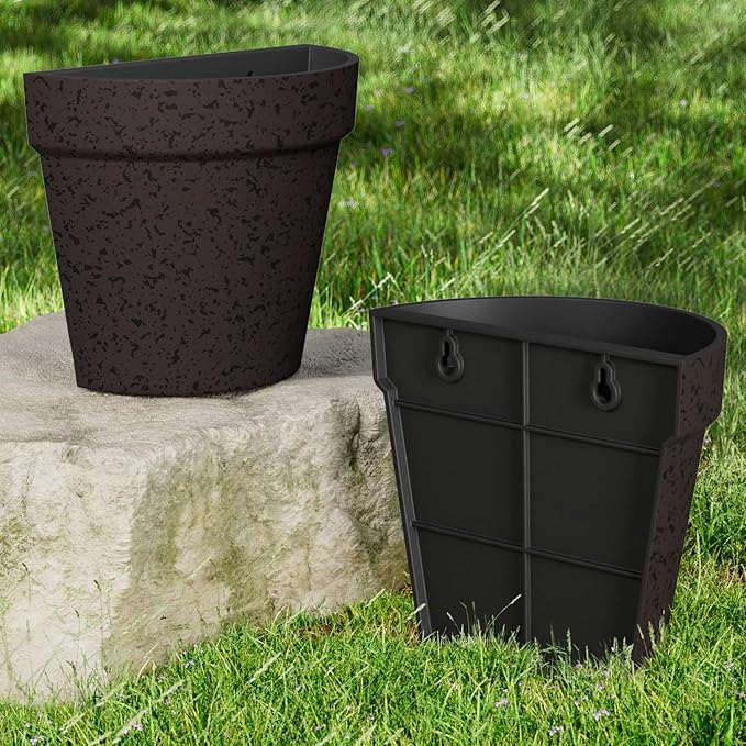 2 Pack Plastic Wall Planter for Indoor Plants, 7.5 Inch Hanging Wall Planter Pots, Wall Mounted Succulent Planters (Iron)
