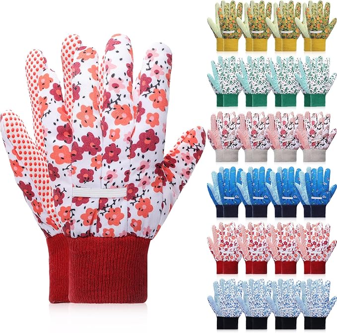 Cutecrop Garden Gloves for Women 9.5" Floral Gardening Gloves Lightweight and Machine Washable Gift for Gardeners PVC Grip
