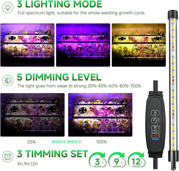 Seed Starter Trays with Grow Lights, Color Change Grow Lights for Seed Starting Kit, 3 Timming Set, Indoor Plant Growing Kit for Gardeners, Germination Trays Kits, Gardening Gifts (4)