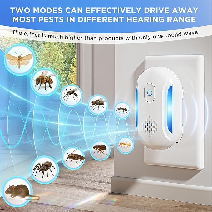 (2026 Upgraded) Ultrasonic Rodent & Pest Indoor Repeller - Stronger Driving Force, Repellent for Mouse, Mice, Rats, Roaches, Ants, Spiders, Bugs, Home Plug-in Device, 2 Mode Switching (6 Pack)