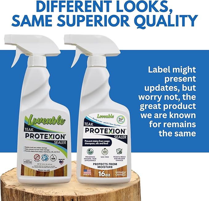 EcoDecors Loveable 24 oz Spray Bottle Teak Oil and Loveable Protection 16 oz Teak Sealer For Outdoor Furniture