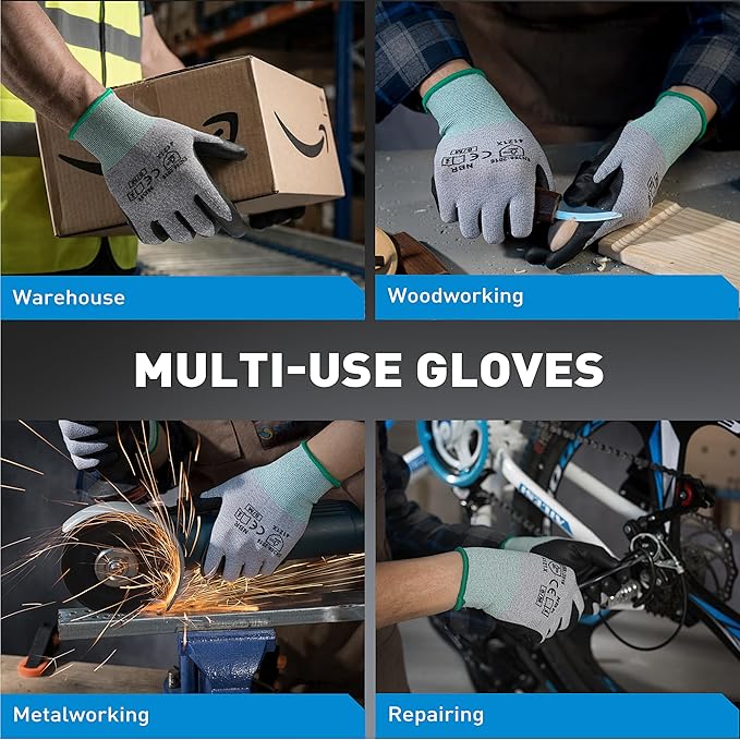 S SATC Safety Work Gloves Foam Nitrile Coated Touchscreen Knit Nylon Gloves for Men & Women, Ideal for Gardening, Warehouse