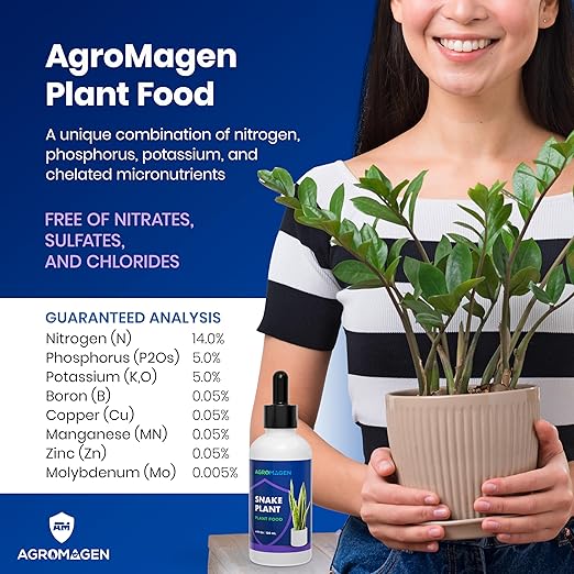 AgroMagen Plant Food with Essential Nutrients & Chelated Micronutrients, Liquid Fertilizer (4 fl.oz.) (Snake Plant)