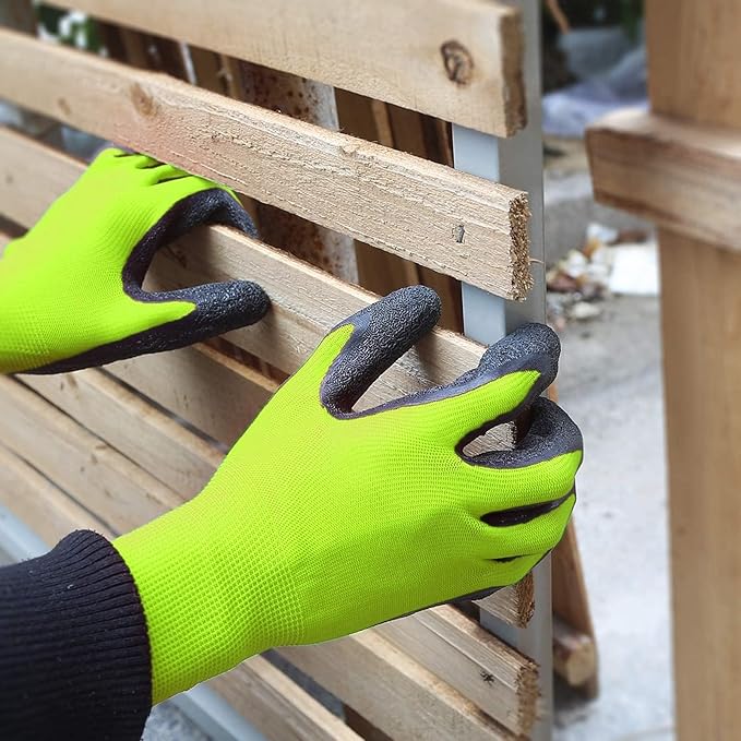 Evridwear Crinkle Latex Rubber Hand Coated Safety Work Gloves for Men Women General Multi Use Construction Warehouse Gardening Assembly Landscaping,Green Small 120 Pairs Pack