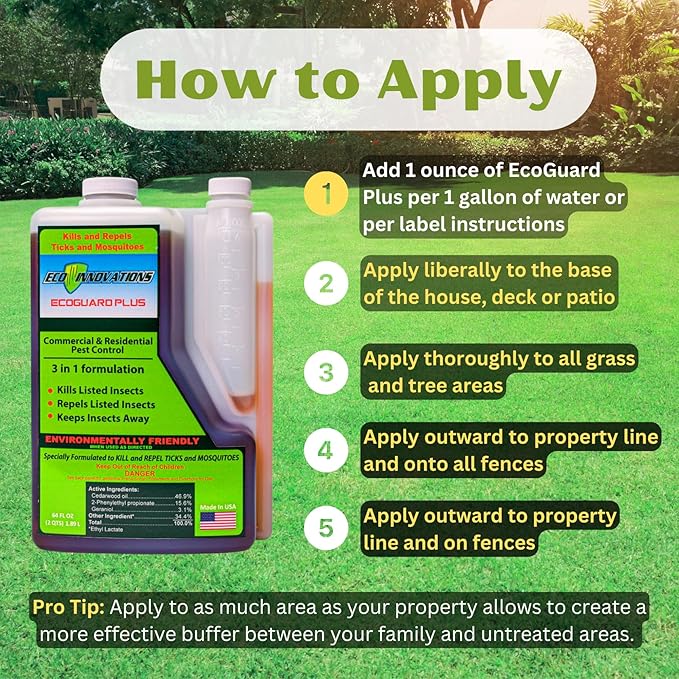Mosquito Fogger Outdoor Plant Based Spray for Yard, Natural Tick Control Kills Repels Harmful Bugs, Safe for Kids Pets Plants, 16 Oz Covers 2 Acres