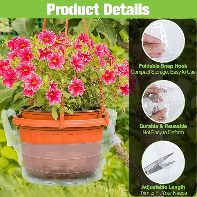 Miuwauer 15 Pack of 12-inch Hanging Basket Water Catcher Plastic Hanging Plant Drip Pan Tray Plastic Saucers Liners for Indoor Outdoor Hanging Plants Baskets Flower Pots - Clear, Round