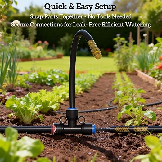 100 Ft Drip Irrigation System for Garden - Drip Irrigation Kit with 19 360°Adjustable Copper Nozzles Hose, Automatic Atomizing Plant Watering Sprinkler System for Yard, Lawn, Greenhouse, Potted