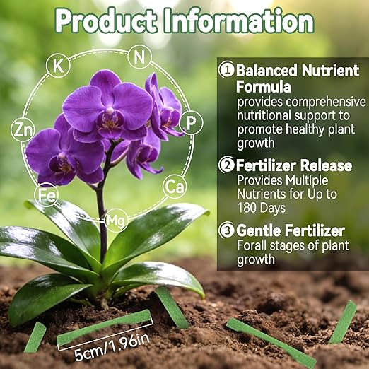 RAINFLOW 90PCS Slow Release Fertilizer Spikes for Indoor Plants - Long Lasting Plant Food Spikes for Houseplants Orchids Potted Plants, Easy to Use Fertilizer Sticks for Indoor Flowers Foliage Growth