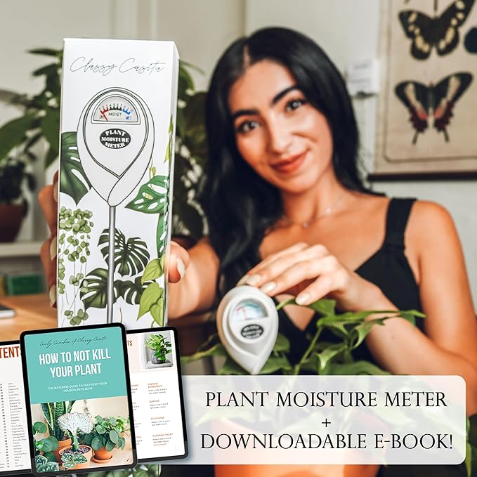 Classy Casita Plant Care Bundle: Sticky Traps, 24-Pack Plant Sticky Traps & Soil Moisture Meter for Indoor & Outdoor Plants w/Plant Watering & Care eBook, White