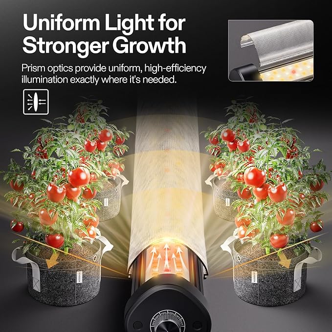 VIVOSUN LumaRay Under Canopy Grow Light, Full Spectrum Dimmable LED Grow Lights for Grow Tents, Greenhouses, SGS Compatible, 100W, 3.28 ft, 1 Pack