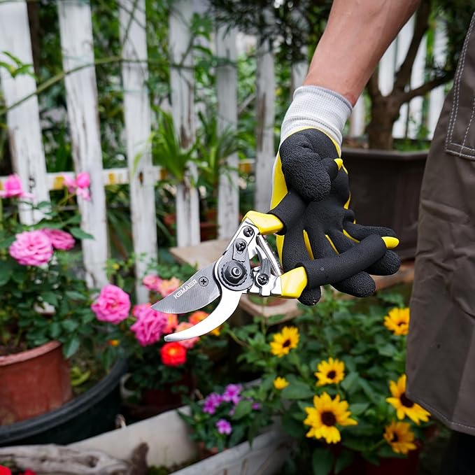Kemaier Pruning Shears for Gardening, Professional Garden Shears with Non-Slip Ergonomic Handles & Blade Cover, Sharp Garden Clippers for Trimming Branches, Shrubs, and Plants