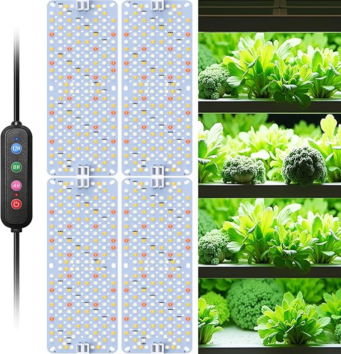 SDOVUERC Full Spectrum 768 LEDs Grow Lights, Plant Grow Lights for Indoor Plants with Daisy Chain Function, Sunlike Spectrum,4/8/12/16/20H Timer for Seed Starting(Pack4)