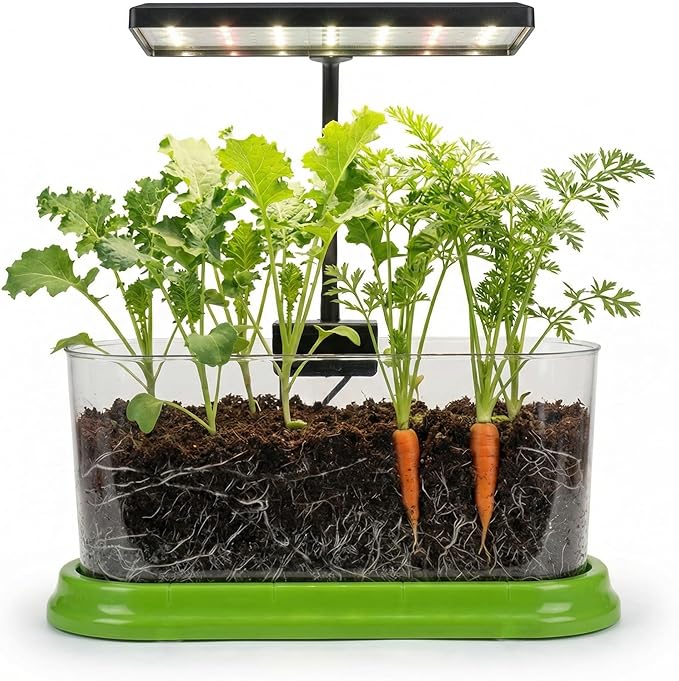Plant Growing Kit with LED Grow Light & Root Viewing Window, Indoor Garden Kit for Beginners, Vegetable & Herb Garden, Indoor Gardening System, Soil & Seed Starter Germination Kit, Grow Your Own Plant