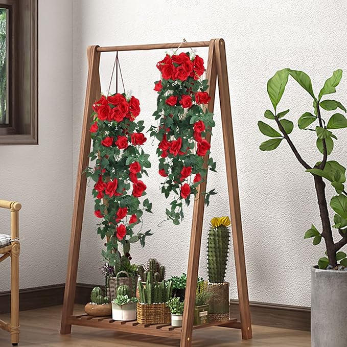 RECUTMS Artificial Hanging Rose Flowers for Outdoors 2PCS 3.3Ft Rose Vine Garlands for Decoration Artificial Hanging Plants for Home Living Room Garden Wedding Indoor Outside Decor