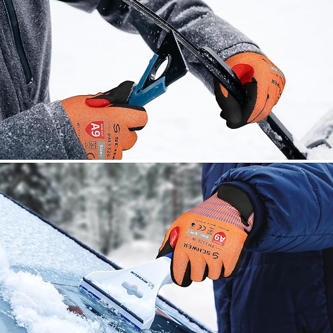 Schwer FreezeGuard-X Winter Work Gloves for Men and Women, ANSI A9 Cut Resistant Gloves for Extreme Protection, Freezer Glove With Super Grip, Thermal Insulated, PM3326-W (XL,2 Pairs)