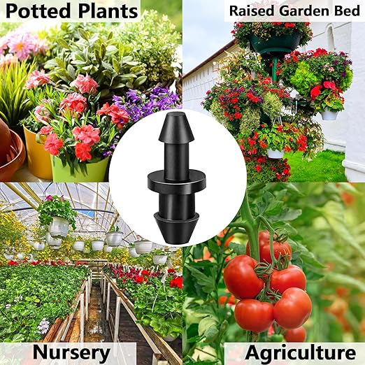 120 Pack Drip Irrigation 1/4" Barbed End Plug Fittings, Drip Line Barbed Goof Plug Connectors for 1/4 Inch Irrigation Tubing Micro Irrigation Connection Parts for Garden Sprinkler Systems