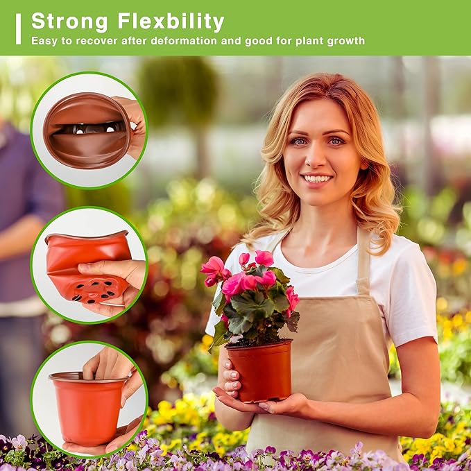 LWWTBS Plant Nursery Pot/Pots 200 Pcs 6" Plastic Plants Pots Flower Pots Seed Starting Pots for Plants Indoor Outdoor Seeding pots (with 200 Plant Labels)