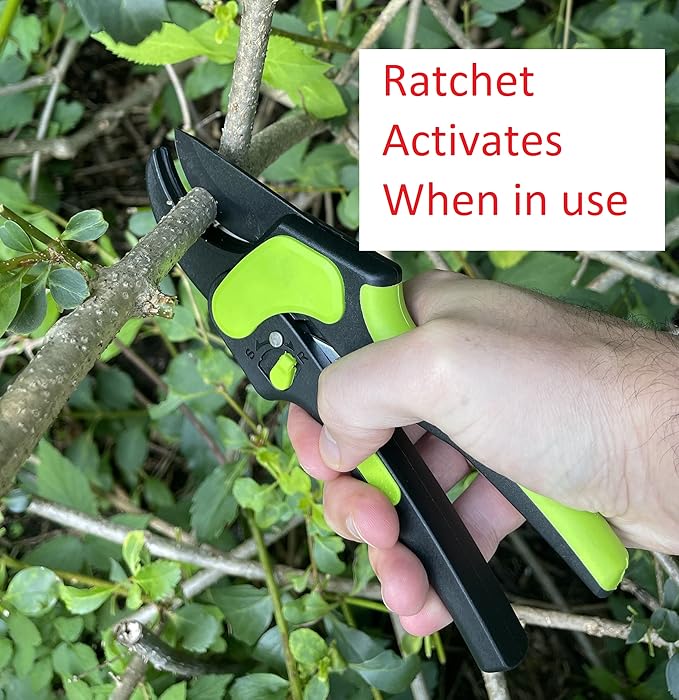 Garden Guru 2 in 1 Ratchet Pruning Shears Clippers – 4X Cutting Power – Ratcheting Garden Anvil Pruners Scissors - Ergonomic Grip - Makes Tough Cuts Easy - Great for Seniors & Arthritic Hands (4 Pack)