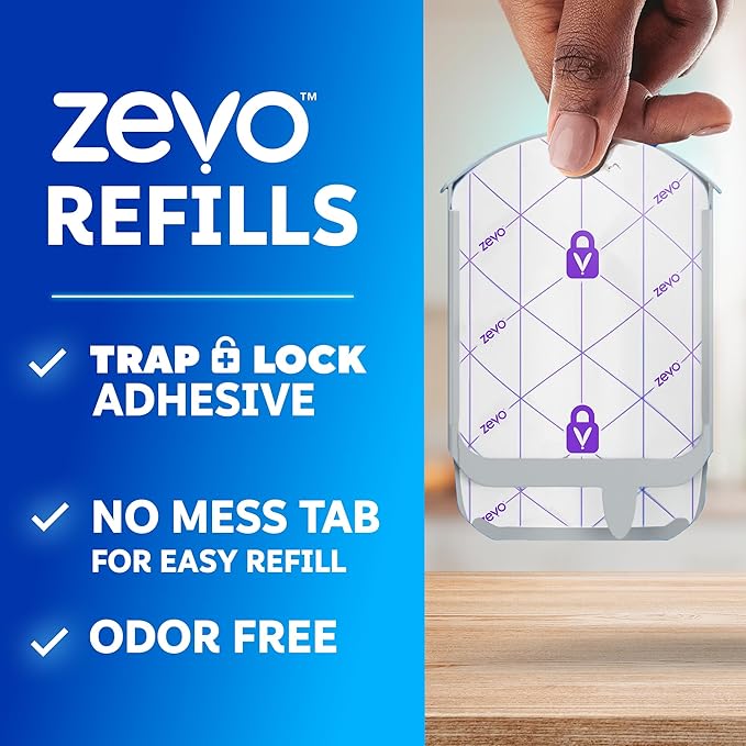 Zevo Flying Insect Trap Official Refill Cartridges - Fits Both Zevo Trap & MAX Indoor Fly Trap - Authentic Trap+Lock Technology to Catch Gnats, House & Fruit Flies (8 Official Refill Cartridges)