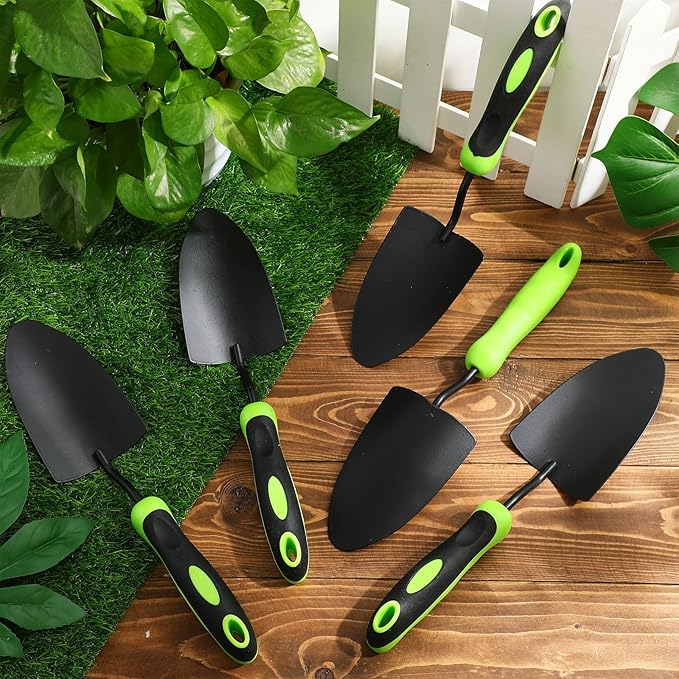 Yaocom 16 Pcs Garden Shovel Aluminum Alloy Heavy Duty Trowel Small Digging Shovels Metal Hand Trowel Spade with Soft Handle for Garden Lawn Yard Planting Tool (Shovel with Ruler,Green)