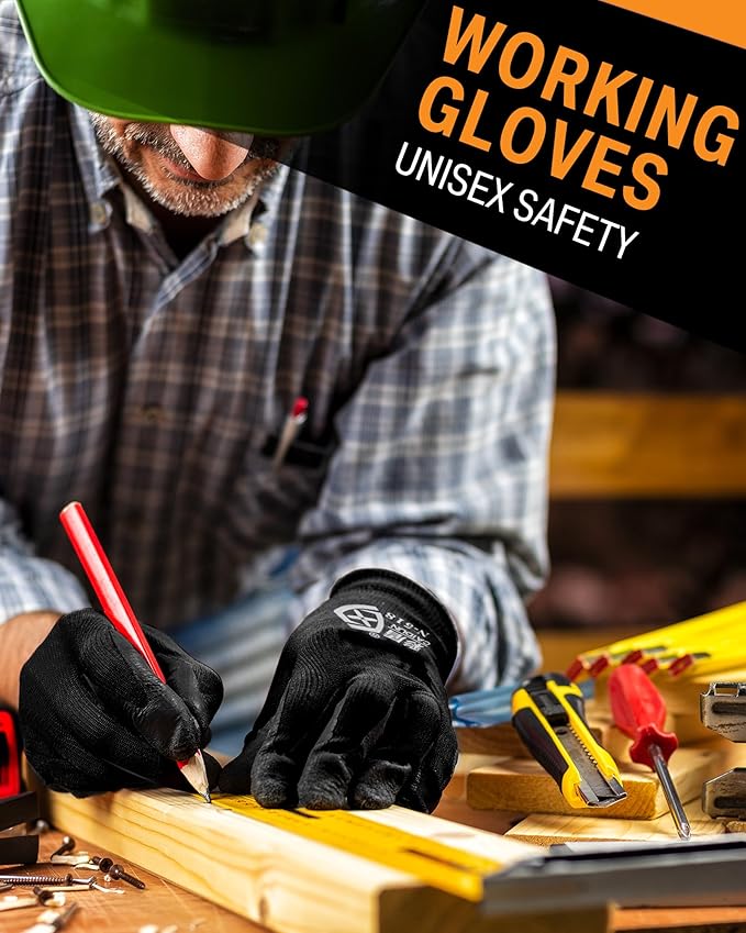 Potchen 72 Pairs Gardening Work Gloves Bulk for Men Women, Rubber Coated Garden Multipack Safety Construction Glove