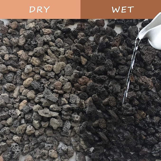 Lava Rocks for Plants -100% Pure Volcanic Rock No Dyes or Chemicals-Best Lava Stones Top Dressing for Cacti Succulents Plants,Bonsai (Black, 15LBS)