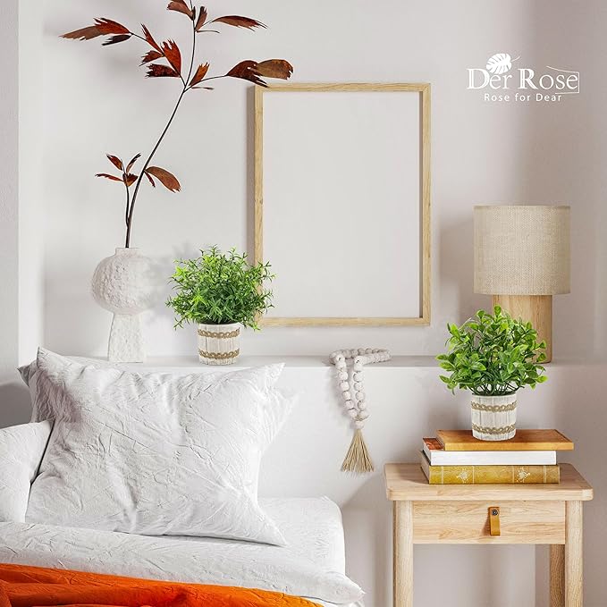 Der Rose 4 Pack Small Fake Plants Indoor Mini Artificial Plants for Home Office Farmhouse Decor Bathroom Bedroom Kitchen Desk Decor