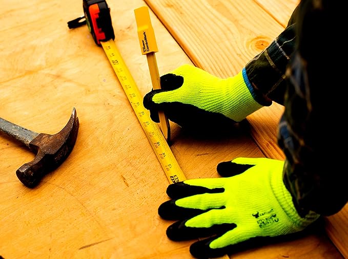 G & F 1516 6 Pairs Pack Premium High Visibility Low emissions Green Work and gardening Gloves for Men and Women, X-Large, Green