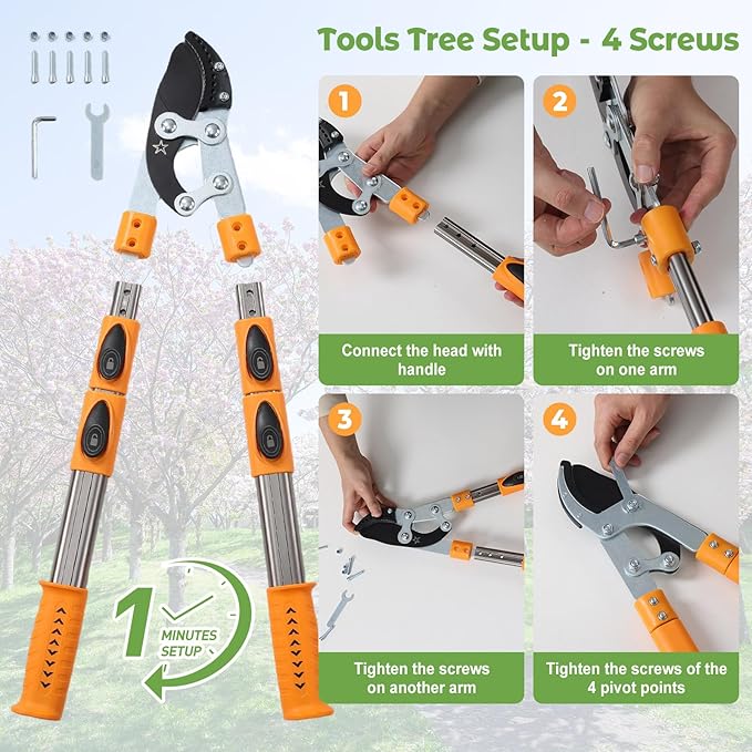 Extendable Loopers for Tree Trimming, 24-42'' Heavy Duty Thick Branches Cutter Lopping Shears with SK5 Steel Blade, Pruning Shears with 1.8” Cut Capacity, Loppers with Compound Action for Gardening
