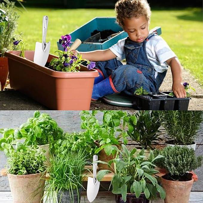 Garden Shovel with Measurement Mark, Stainless Steel Hand Trowel for Transplanting, Rustproof Digging Tool for Outdoor Garden Beds
