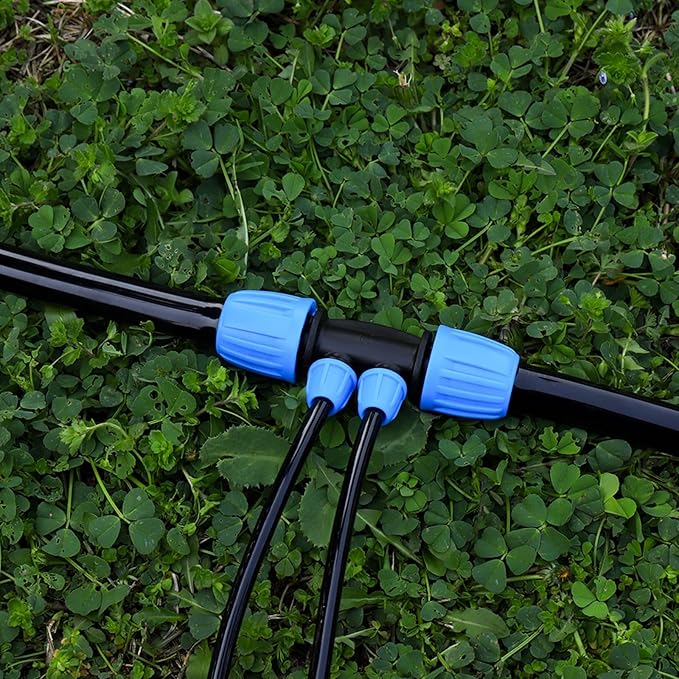 10 Pcs 1/2 to 1/4 inch Garden Hose Tubing Irrigation Fittings,4-Way Anti-Leak 1/2'' to 1/4'' Locked Barbed Drip Irrigation Tee Connectors (1/2"IDx0.6-0.63"OD) 1/2'' to 1/4'' Irrigation Tubing Fitting