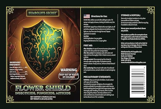 Humboldts Secret Flower Shield | Plant Care Spray for Routine Foliar Application & Maintenance | Naturally Derived, Oil-Based Formula | Indoor & Outdoor Plants | 8 Ounce