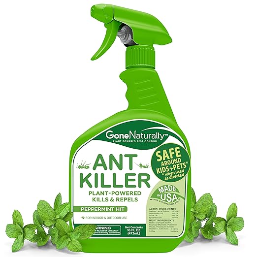 Ant Killer– Peppermint Oil Ant Spray for Indoor & Outdoor Use– Natural Ant Repellent & Ant Killer for Home– Safe for Kids & Pets Pest Control Solution (16oz)