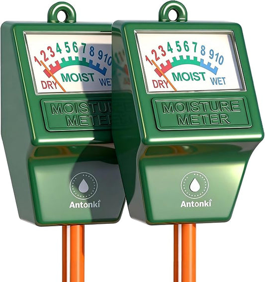 Antonki 2 Pack Soil Moisture Meter, Plant Water Meter for Gardening,Farming, Soil Tester Hygrometer Sensor for Indoor Outdoor House Plants, Flower, Lawn- No Battery Required