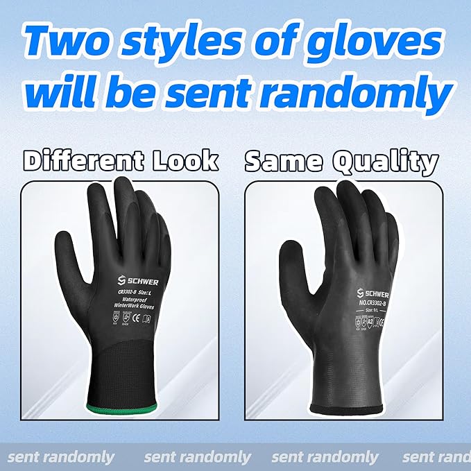 Schwer 100% Waterproof Winter Work Gloves, ANSI A2 Cut Resistant Freezer Gloves for Outdoor Cold Weather Keep Hands Warm, Thermal Insulated Gloves for Shoveling Snow, Ice Fishing, Super Grip, XXL