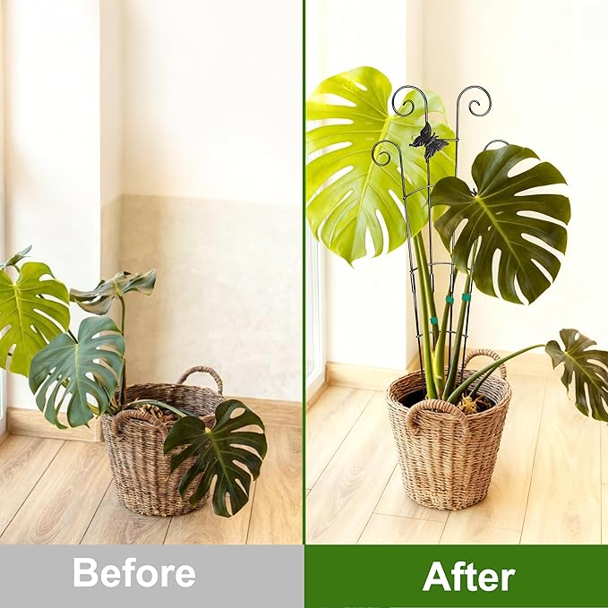 Coomin 30'' Monstera Plant Support Outdoor, Metal Expandable Plant Supports for Indoor Plants, Garden Monstera Trellis for Climbing Plants Indoor, 4pcs