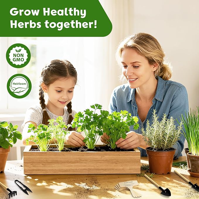 LUOJIBIE 8 Herb Indoor Garden Kit for Beginners, Complete Windowsill Growing Gifts Set with Tools, Mother's Day Gifts for Mom,Unique Christmas Birthday Gifts for Women Men Girls Kitchen Housewarming