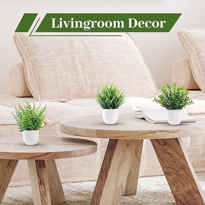 Der Rose 4 Pack Fake Plants Small Artificial Faux Potted Plants for Living Room Home Office Farmhouse Bathroom Kitchen Decor Indoor