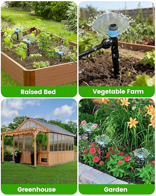 36 Pack Drip Irrigation Parts, Quick Connect 1/4" Adjustable 360° Emitter with Bidirectional Connection for Garden & Farm Irrigation Systems