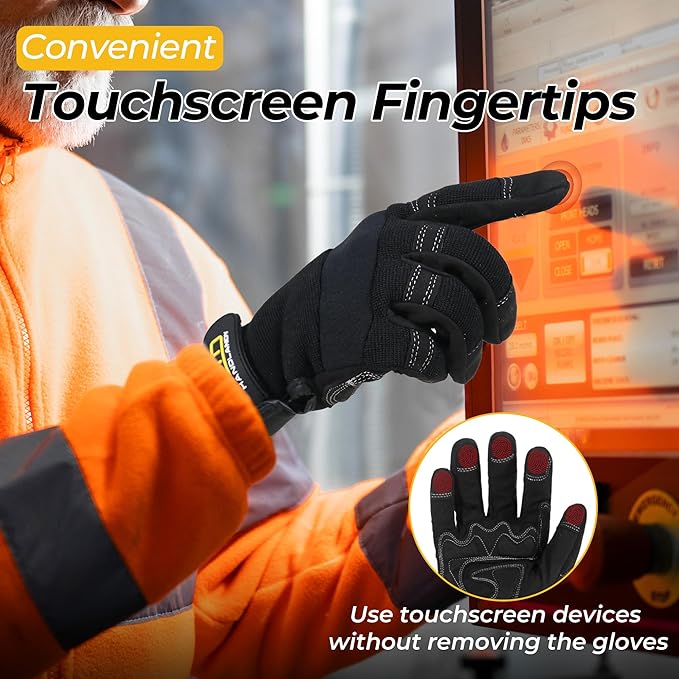 HANDLANDY Work Gloves for Men & Women, Utility Mechanic Working Gloves Touch Screen, Flexible Gardening Gloves for Yard