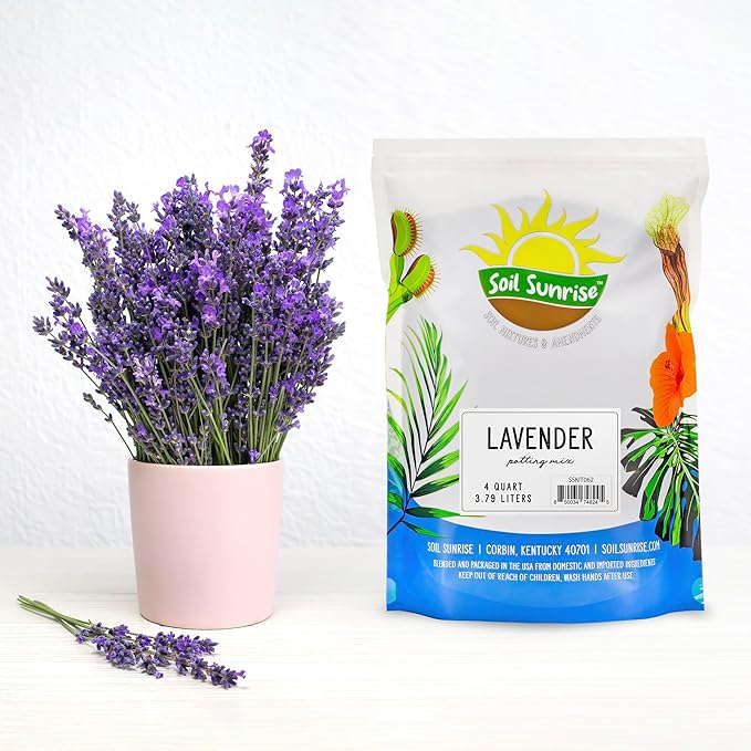 Soil Sunrise Lavender Potting Soil Mix (4 Quarts) Indoor/Outdoor Container Gardening Blend for Lavender Herb Plants
