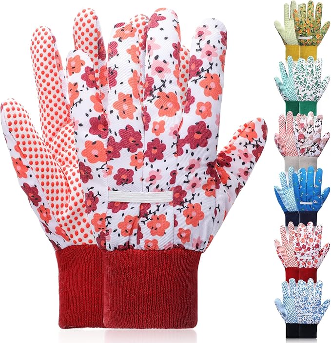 Cutecrop Garden Gloves for Women 9.5" Floral Gardening Gloves Lightweight and Machine Washable Gift for Gardeners PVC Grip
