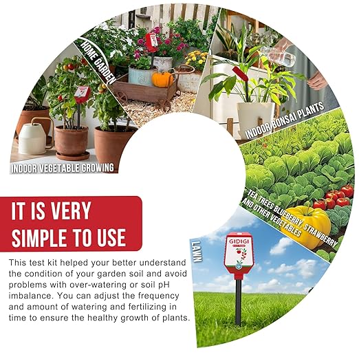 Soil pH Meter Smart Soil Moisture Meter with App Control Digital Soil Test Kit for Plants pH Sunlight Intensity Fertility pH EC Salt Soil Thermometer Humidity Moisture Meter for Garden Lawn Farming