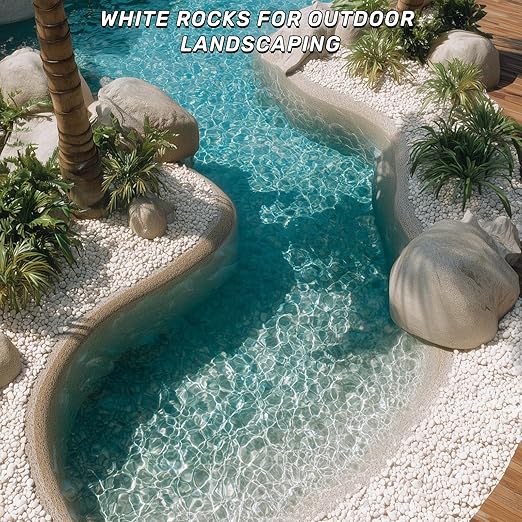 NUPICK 16lb White River Rocks for Outdoor Landscaping, 1-2 Inch Pebbles for Indoor Plants, Natural Polished Aquarium Gravel, Decorative Rocks for Succulent, Garden, Vases Fillers, Bird Baths